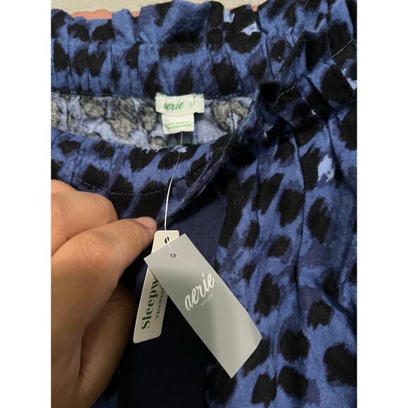 Aerie Blue Leopard Print Jogger Pajama Pants - L - Picture 6 of 7